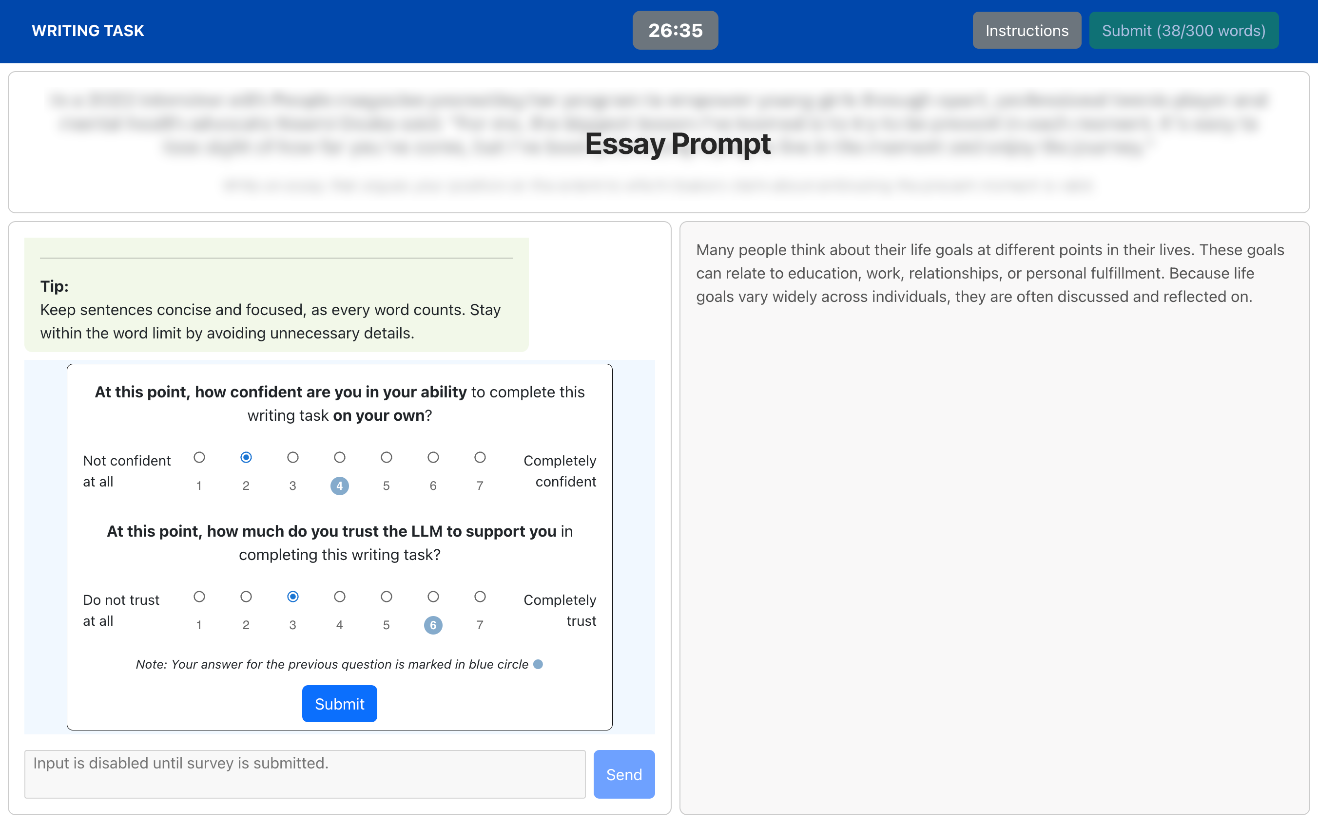 Self-Efficacy and Trust Rating Panel